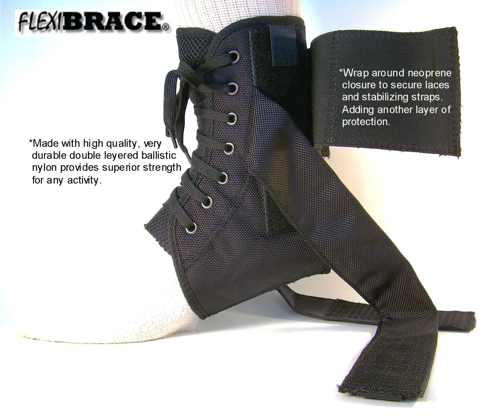 Ankle Brace Support Guard With Removable Inserts New by Flexibrace