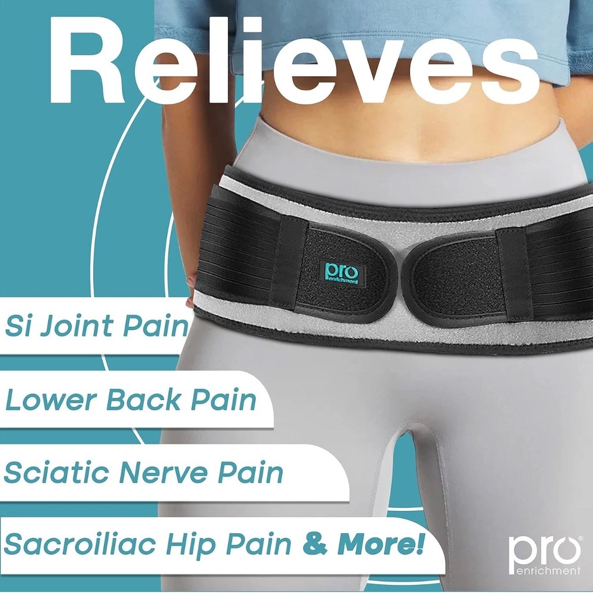 Sacroiliac SI Belt Sciatica Pain Relief Brace SI Joint Hip Belt Reg 32″-47″