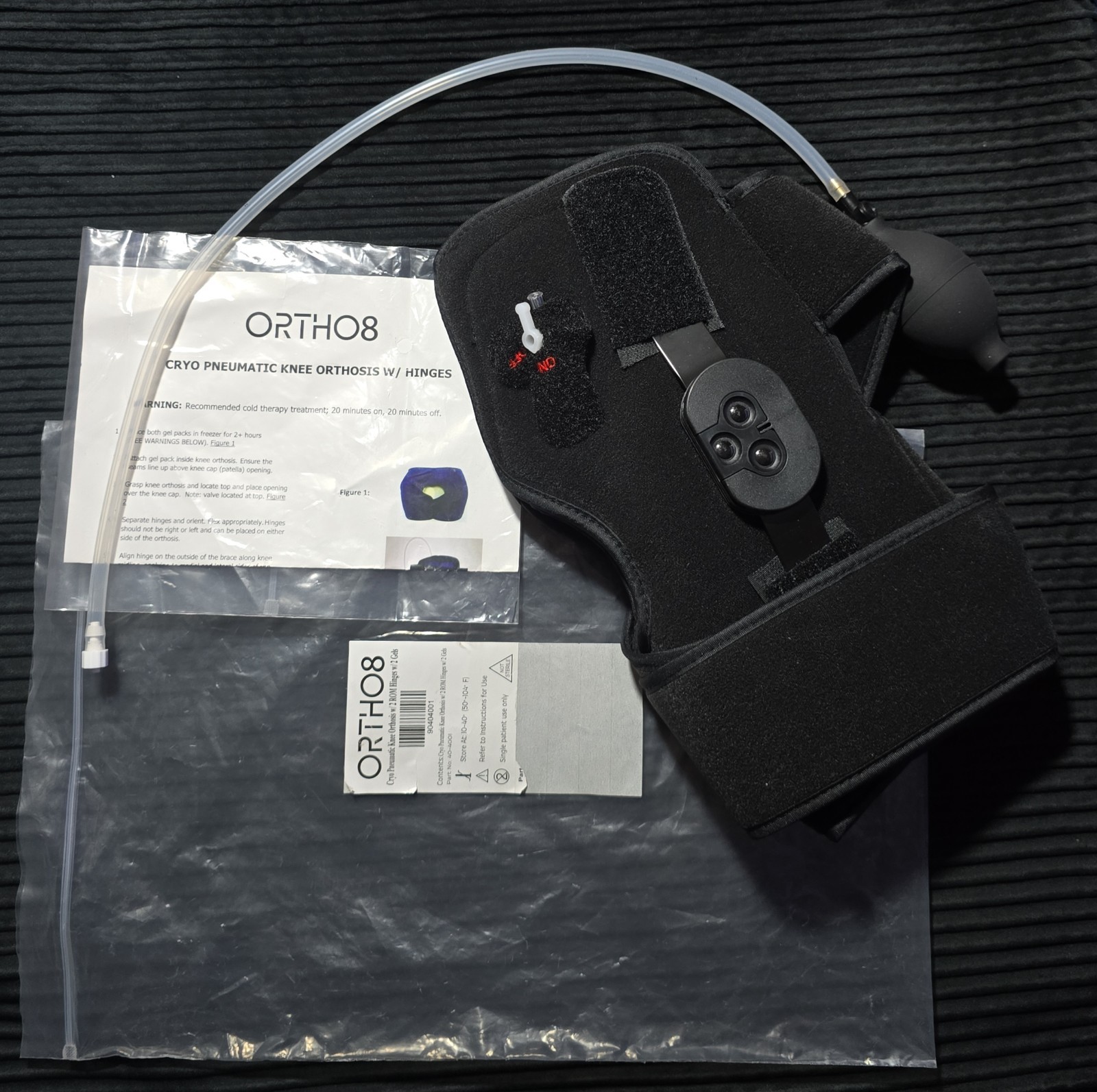 NEW ORTHO8 Cryo Pneumatic Knee Orthosis Brace w/ ROM Hinges