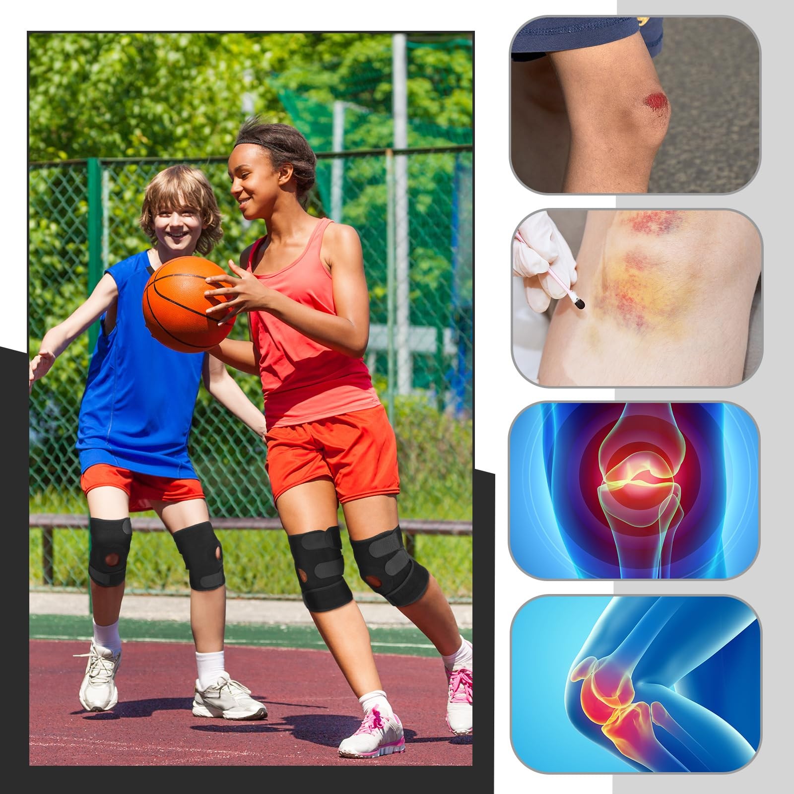 1 Pcs Kids Knee Brace with Side Stabilizers Patella Gel Pads Adjustable Strap…