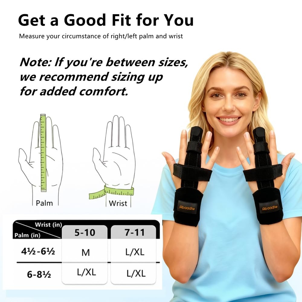 Abaadlw Trigger Finger Splint 2 Pcs, Adjustable Index L, Black-B-2