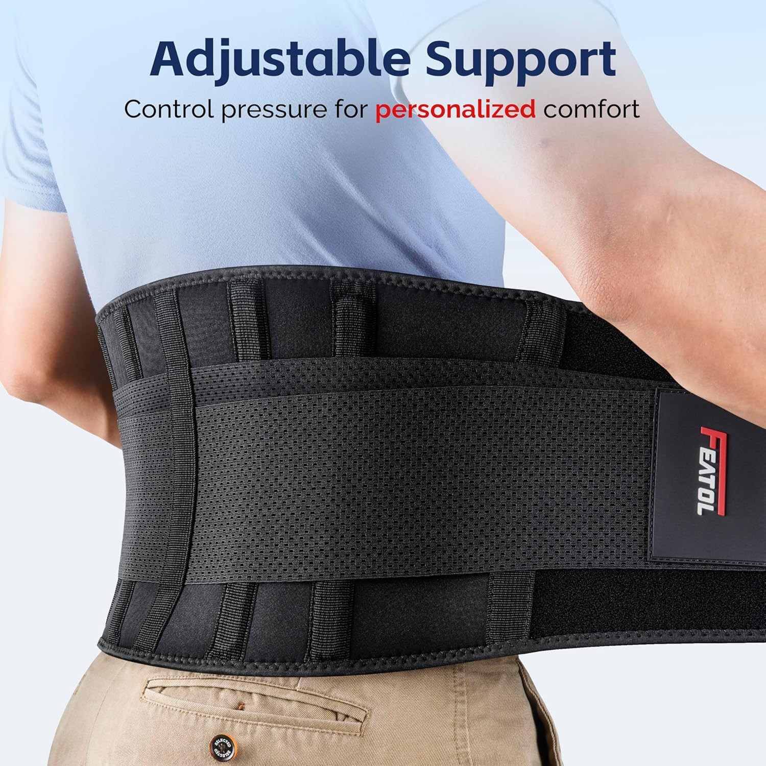 Back Brace for Men Lower Back, Lumbar Support Belt- Back Pain, Adjustable Suppor