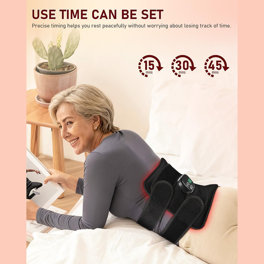 Red Light Heating Vibration Back Massager Lumbar Belt for Lower Back Pain Relief