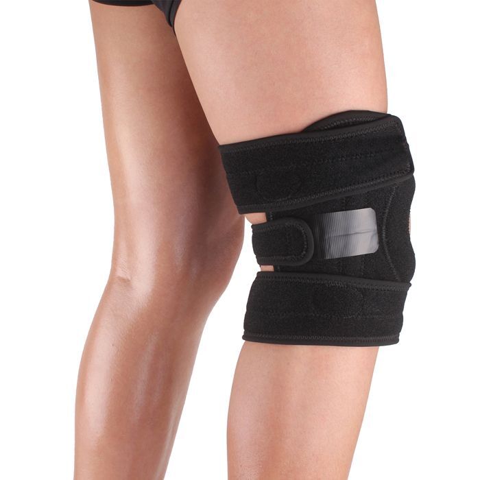 KA Adjustable Ribbon Silicone 2-spring Installed Black Knee Support Protecting