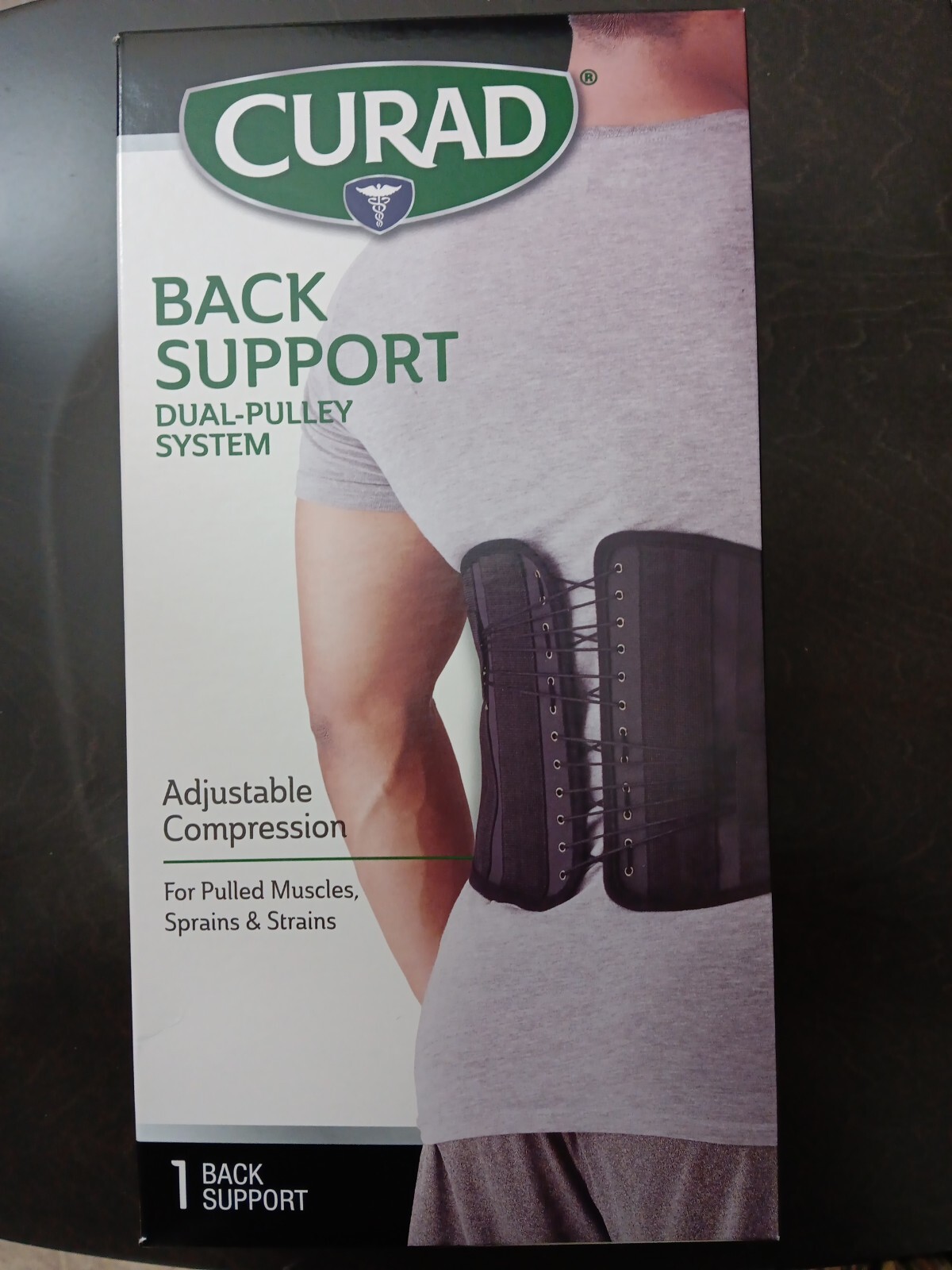 Back Support Brace XX-Large Curad Dual-Pulley System Black Posture Corrector