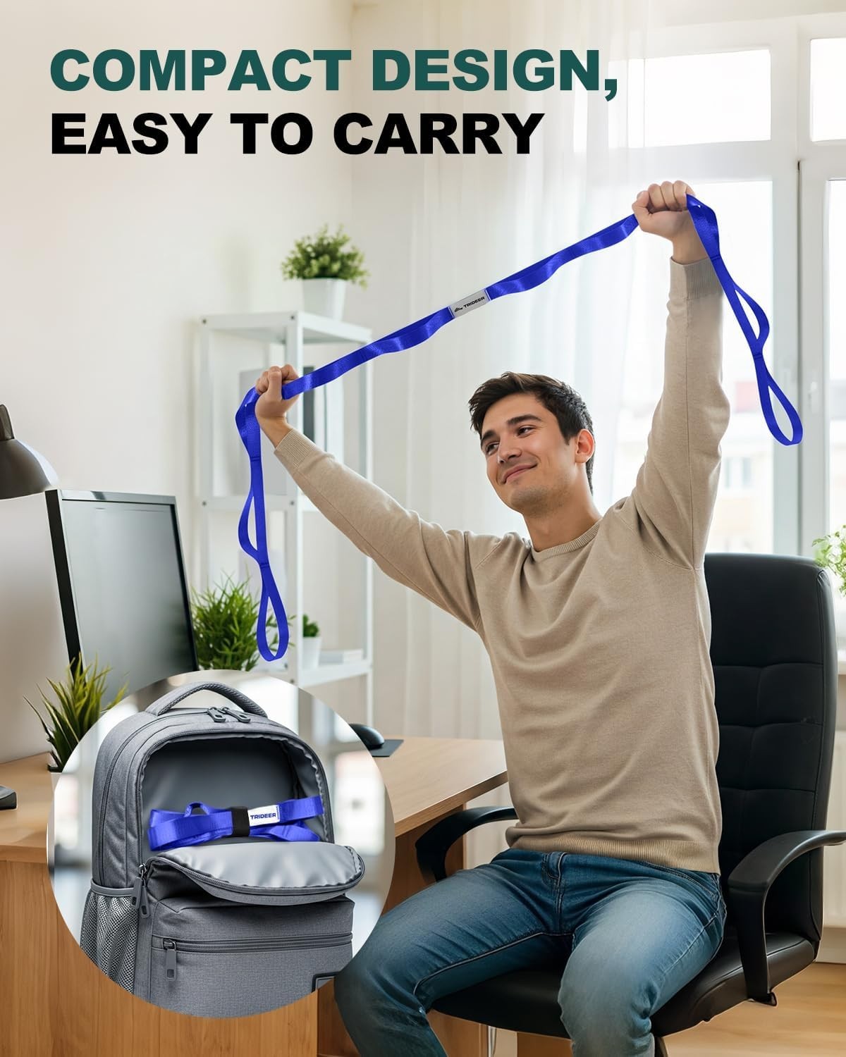 Gentle Mobility Aid: Non-Elastic Stretching Strap for Legs & Back Flexibility