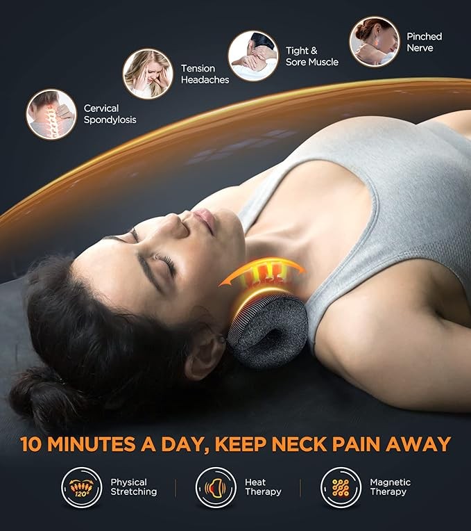 Famedio 3s Heated Neck Stretcher for Pain Relief Magnetic Therapy – BLACK