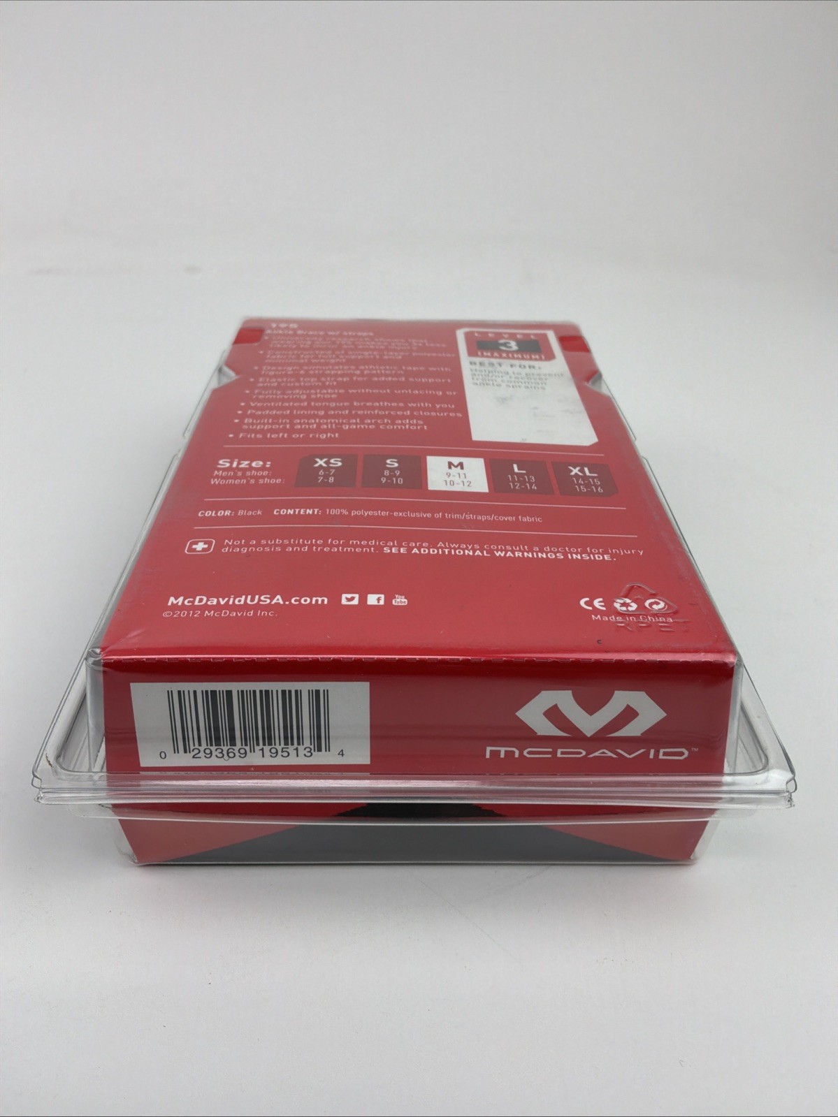 McDavid 195 Ankle Brace W/straps Level 3 Maximum Size M Women 10-12 Mens 9-11