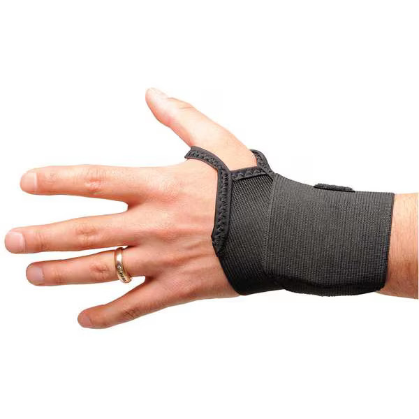 Condor Wrist Wrap, Elastic, Slide On, Single Strap, Ambidextrous, Black, Size