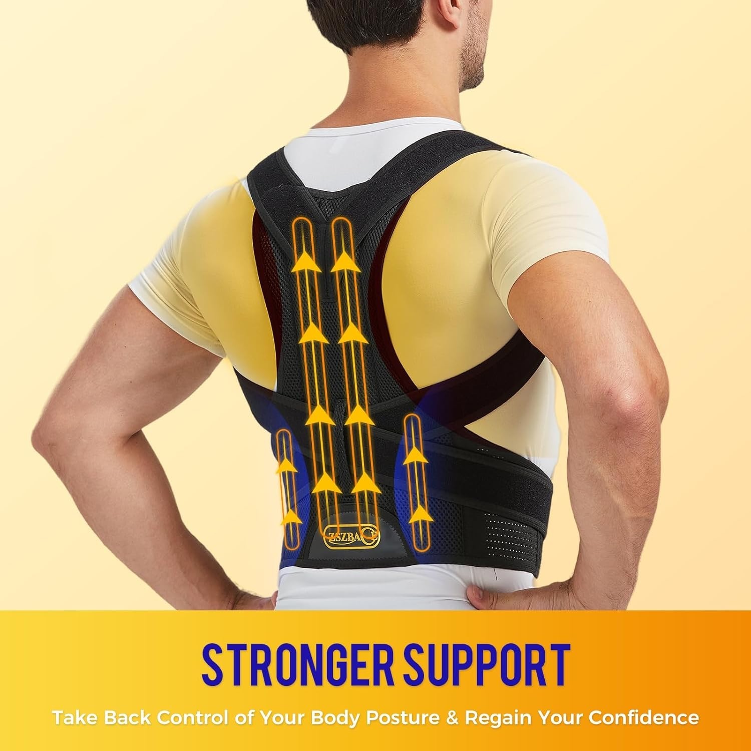 M size Back Brace and Posture Corrector for Men and Women Adjustable Back Straig