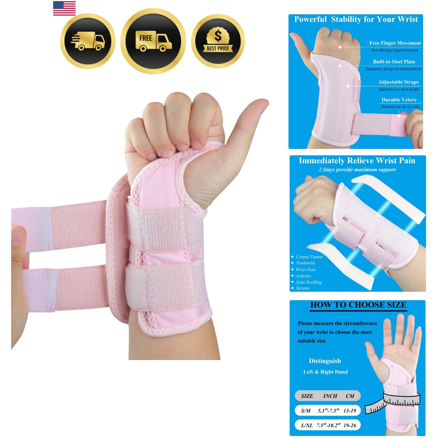 Carpal Tunnel , Adjustable Wrist Support Brace, Night Wrist Sleep Supports Sp…