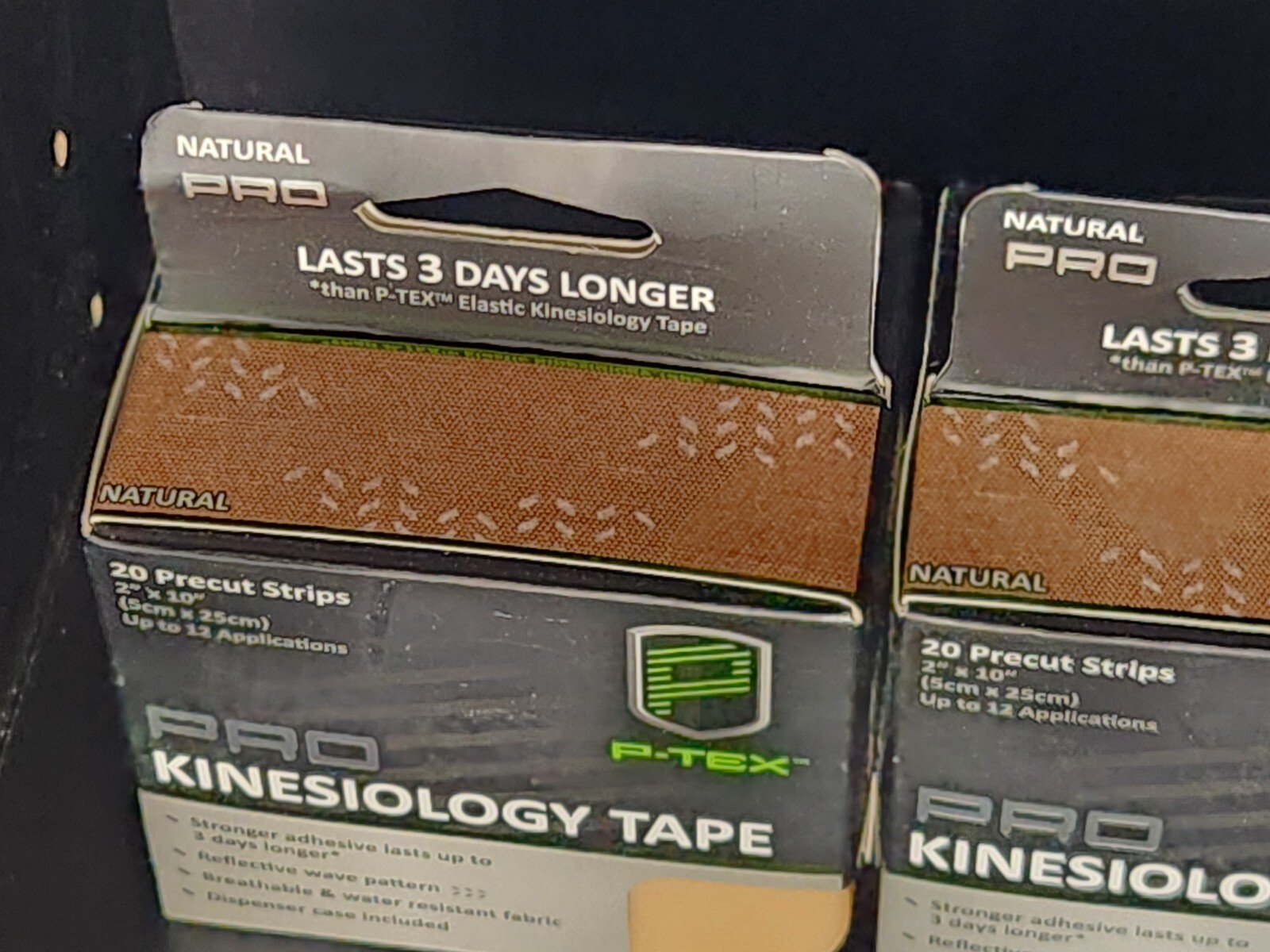 2 PACK – P-TEX ELASTIC KINESIOLOGY TAPE 20-2″ X 10″ STRIPS/ Color NATURAL PRO