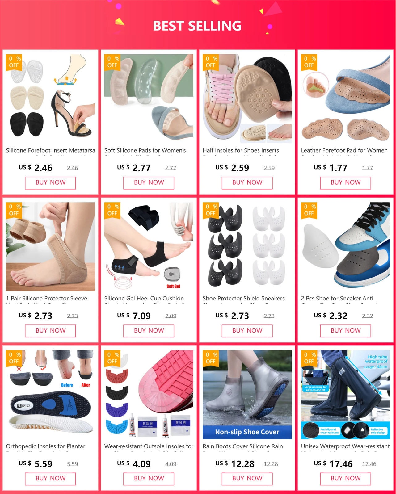 1-3cm Invisible Height Increase Silicone Socks Gel Heel Pad Orthopedic Arch Supp