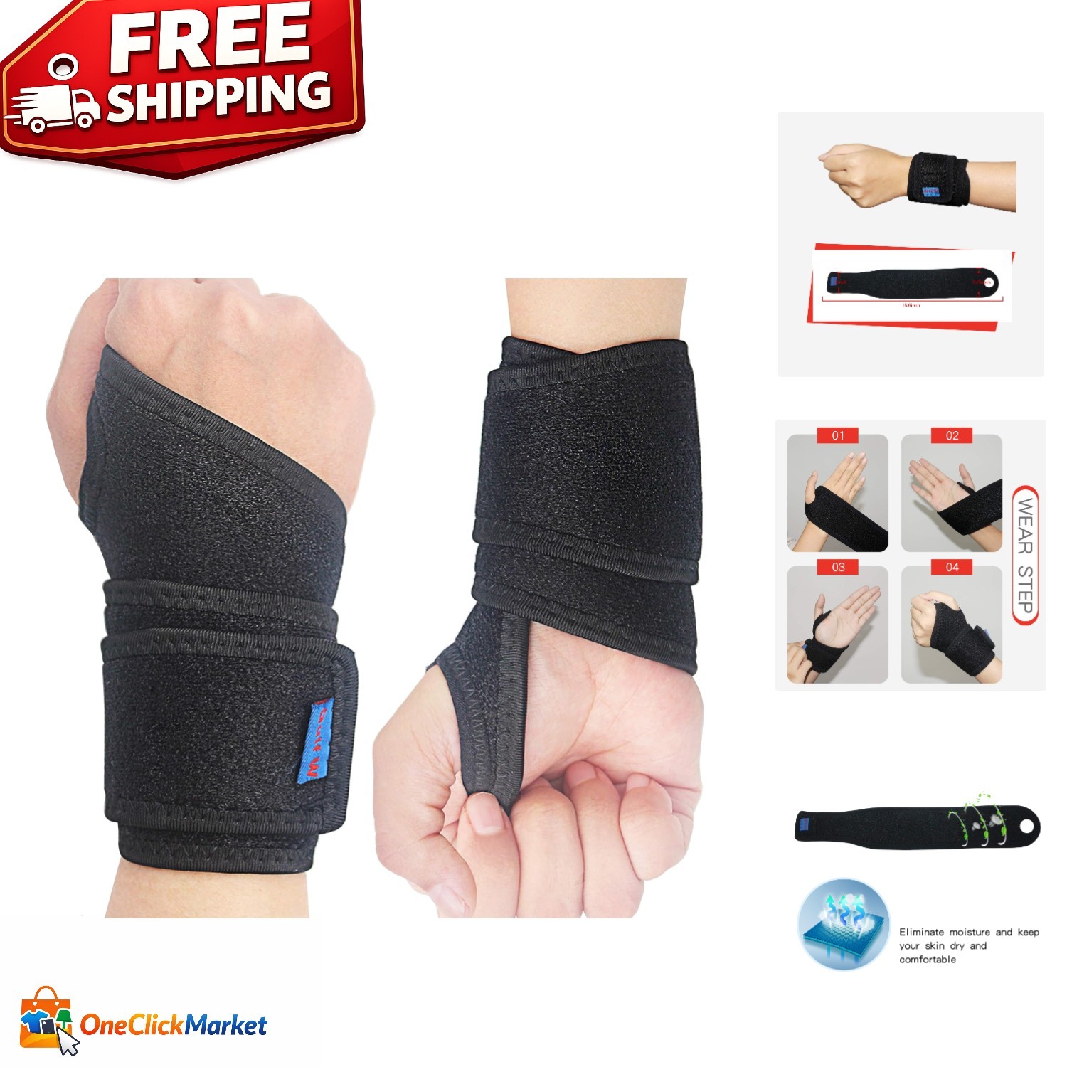 Reversible Wrist Support Straps – 2-Pack for Sports Injuries & Tendonitis Relief