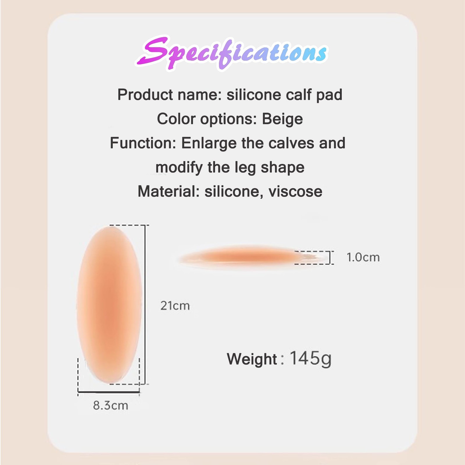 Majurphy Silicone Adhesive Calf Pads, Corrector,Soft Medium, Beige