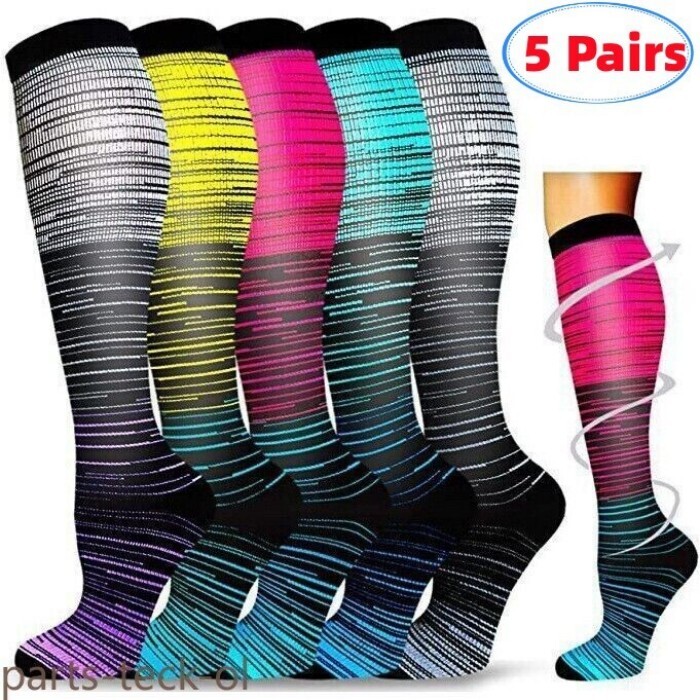 5Pack Men Women Compression 15-20mmHg Graduated Support Stocking Calf S-XL Socks