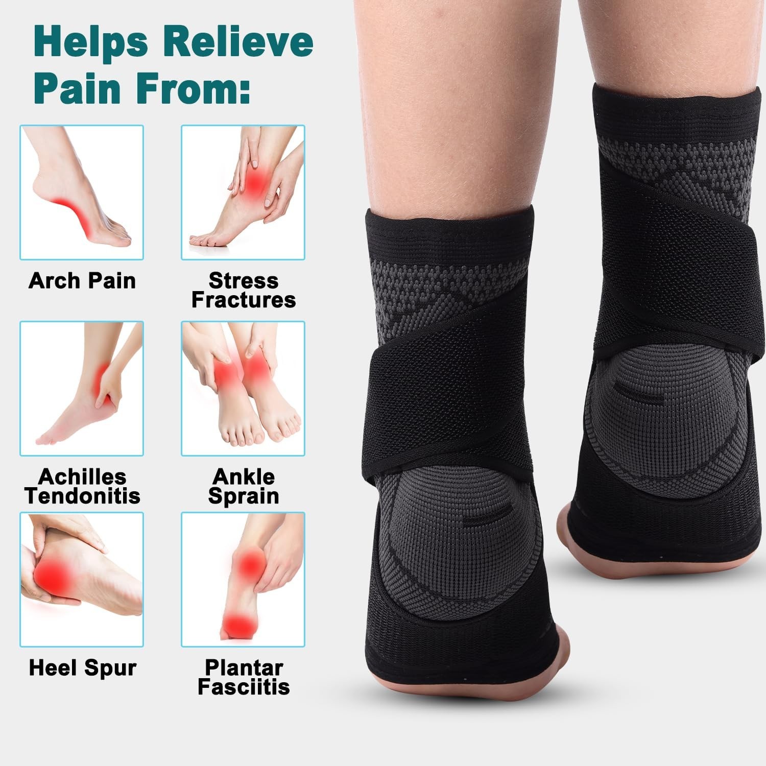 Ankle Brace Compression Sleeve Support Plantar Fasciitis Pain Relief Foot Wrap