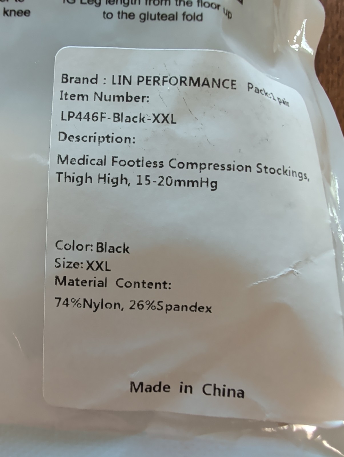 Lin Performance Compression Stockings Thigh High Medical 15-20mmHg Size XXL