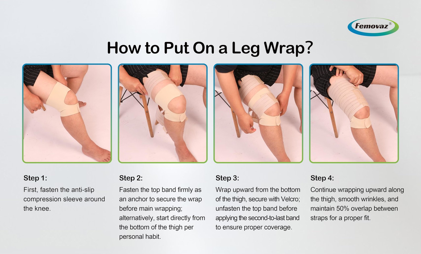 Femovaz® 1PC Thigh Compression Wrap + Knee Kit | Large, Skin