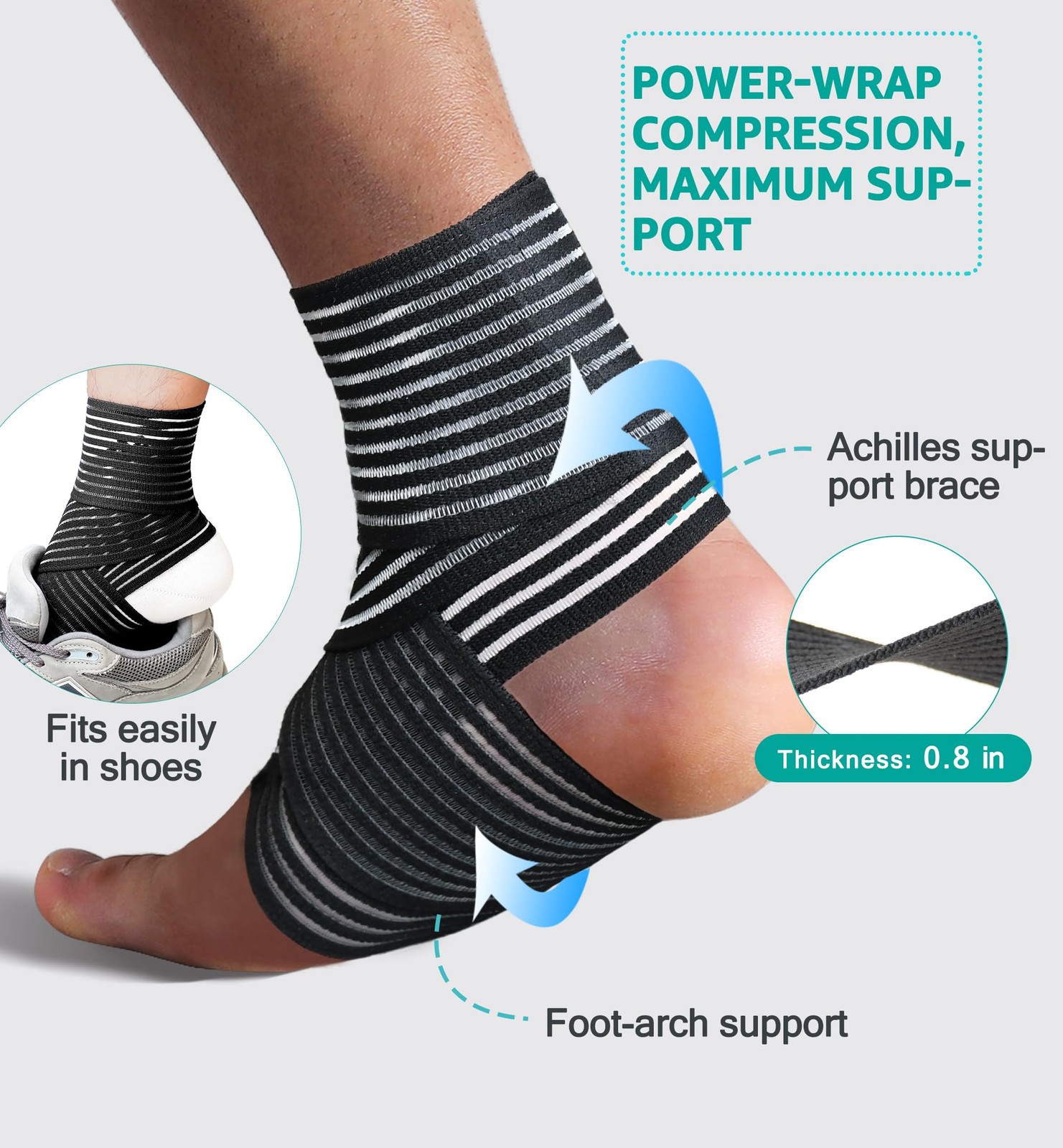 2 Pack Black Adjustable Foot Ankle Brace Compression Wrap Sprain Sports Gym