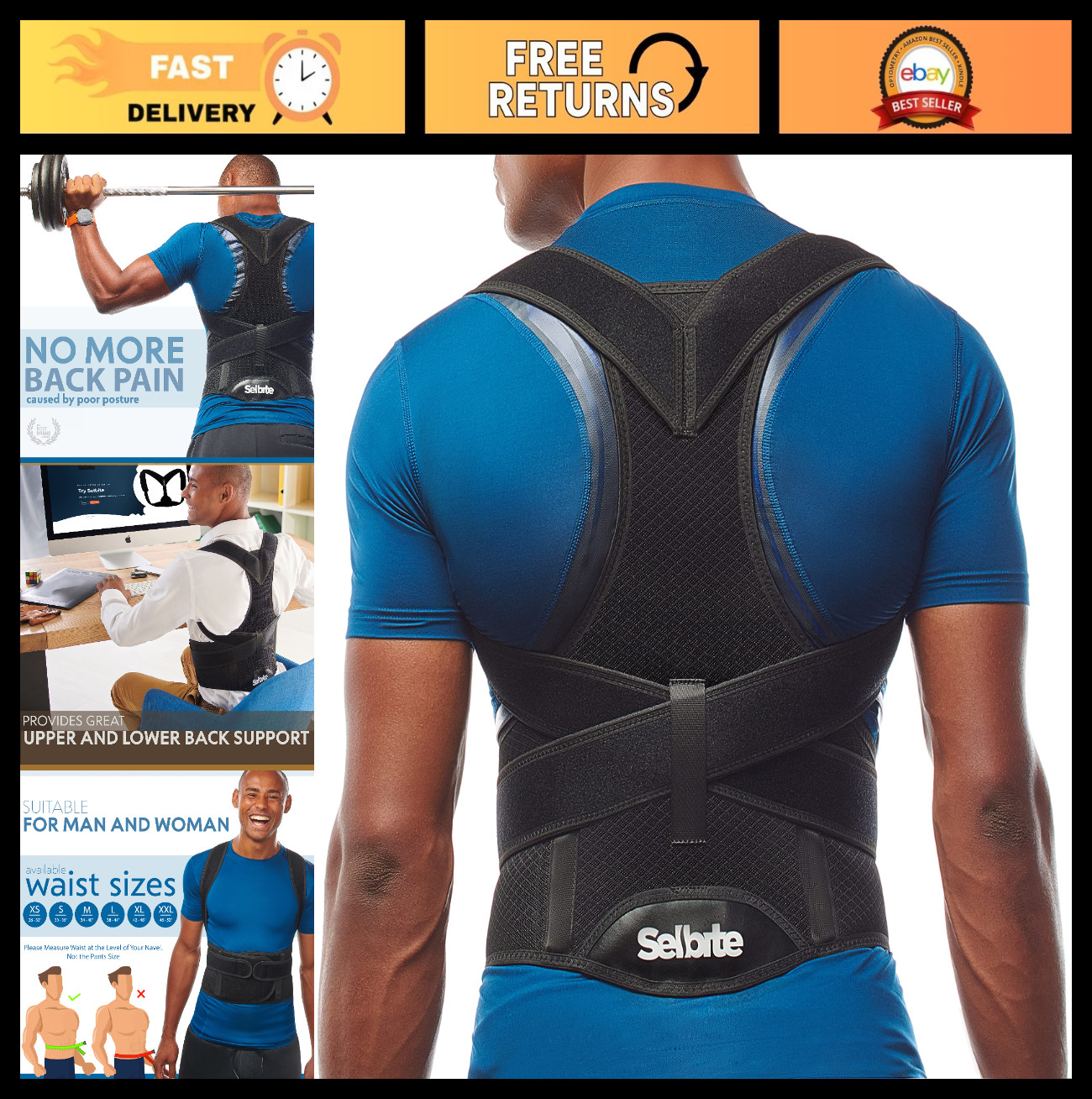 Posture Corrector Back Brace for Men & Women – Adjustable Support, Pain Relief,
