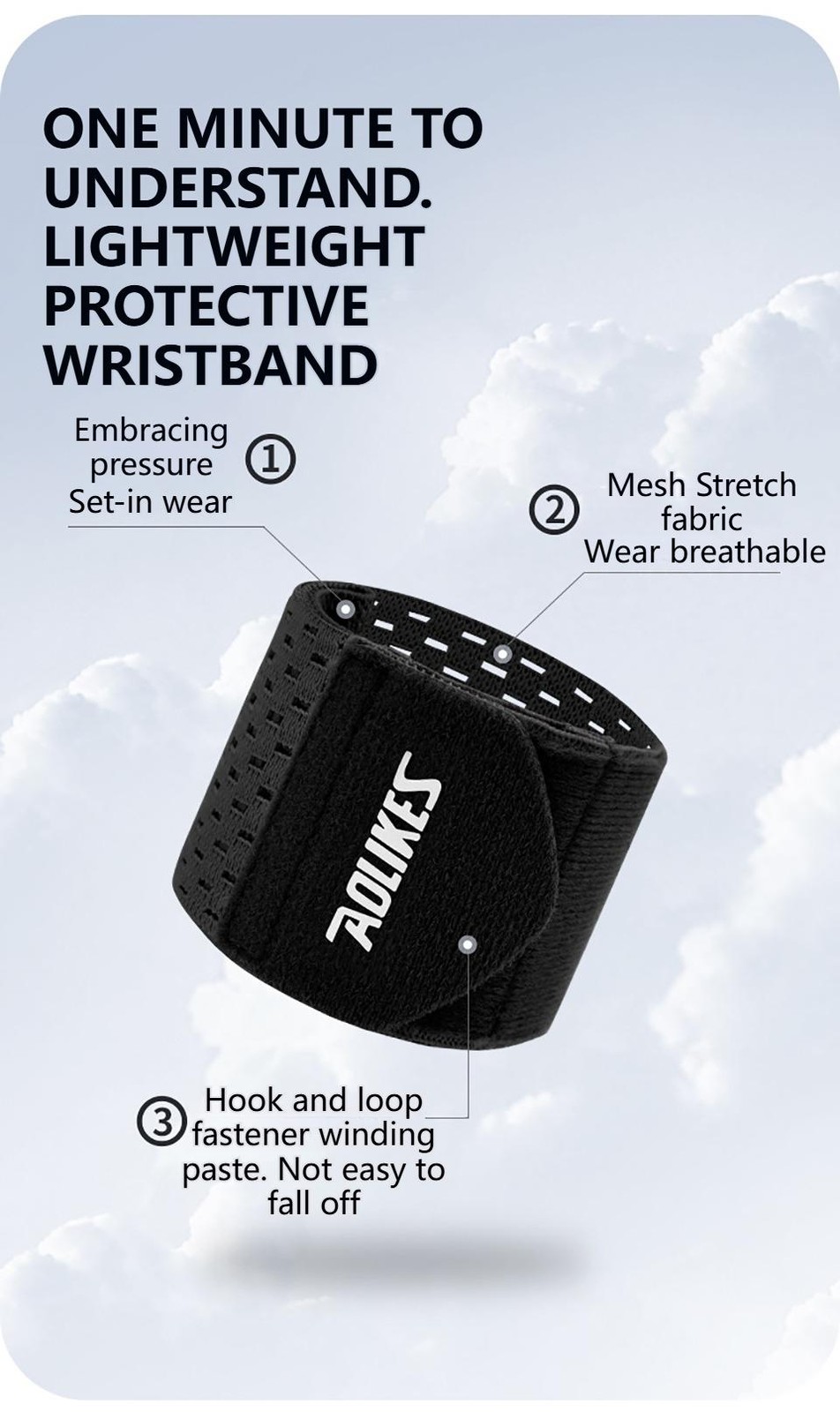 Aolikes Wrist Band Support Sleeve Gym Support Wrist Brace Wrap Breathable Elasti