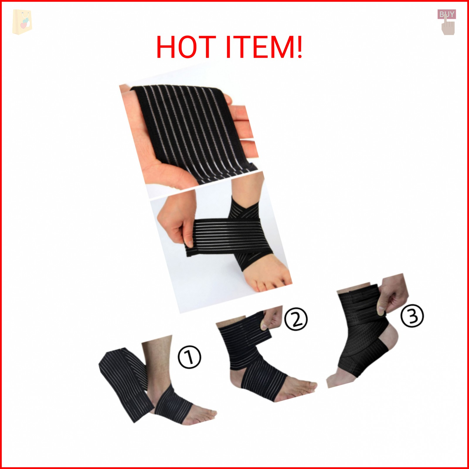 Elastic Breathable Wrap Ankle Extra Long Elastic Knee Wrap Compression Bandage B