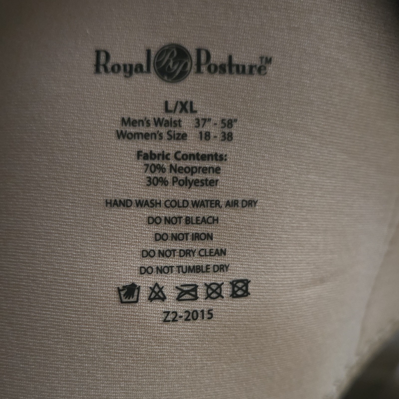 Royal Posture Adjustable Posture Corrector L/XL Beige Neoprene Back Shoulder
