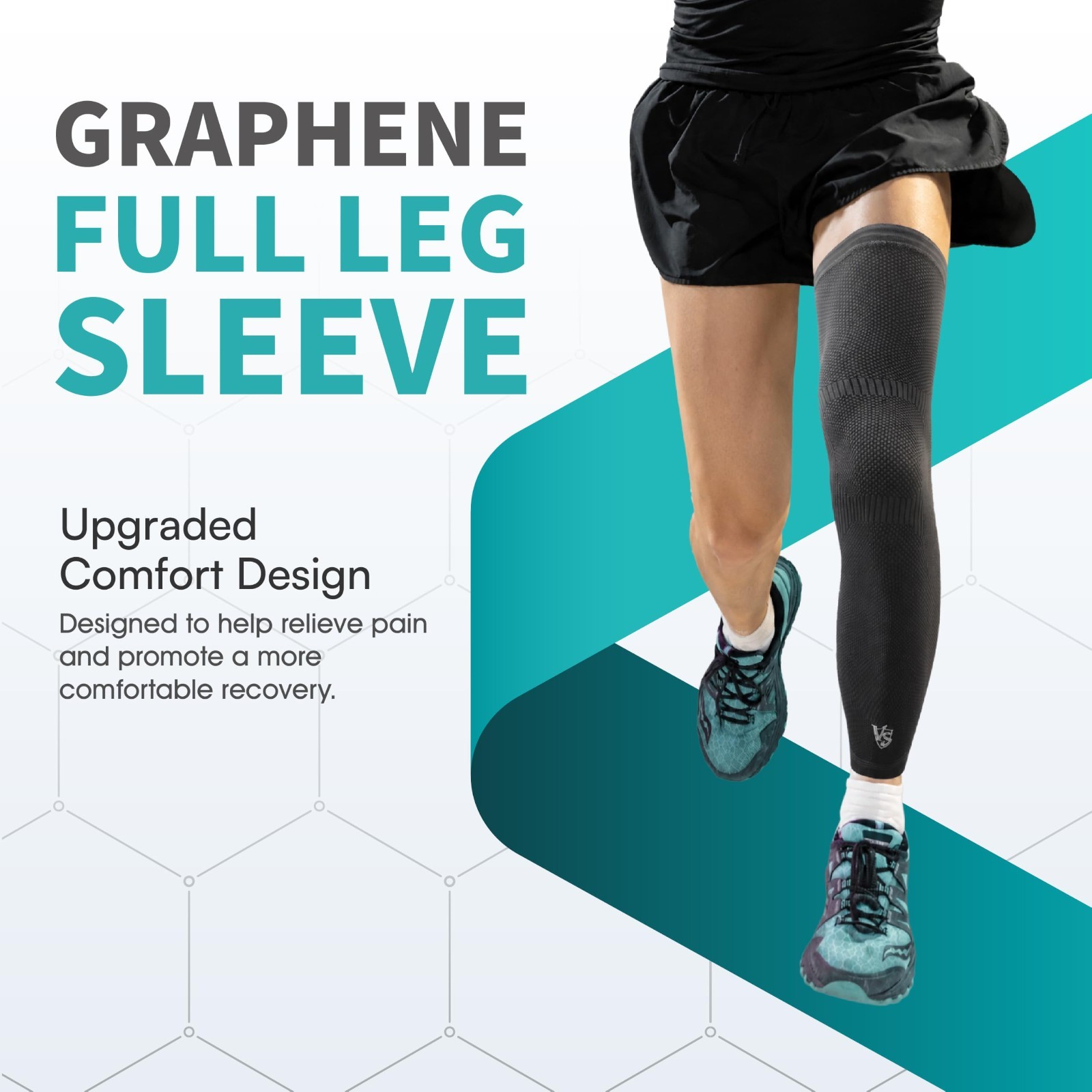 Graphene Full Leg Compression Sleeve for Knee Pain Relief, Swelling & Circulatio