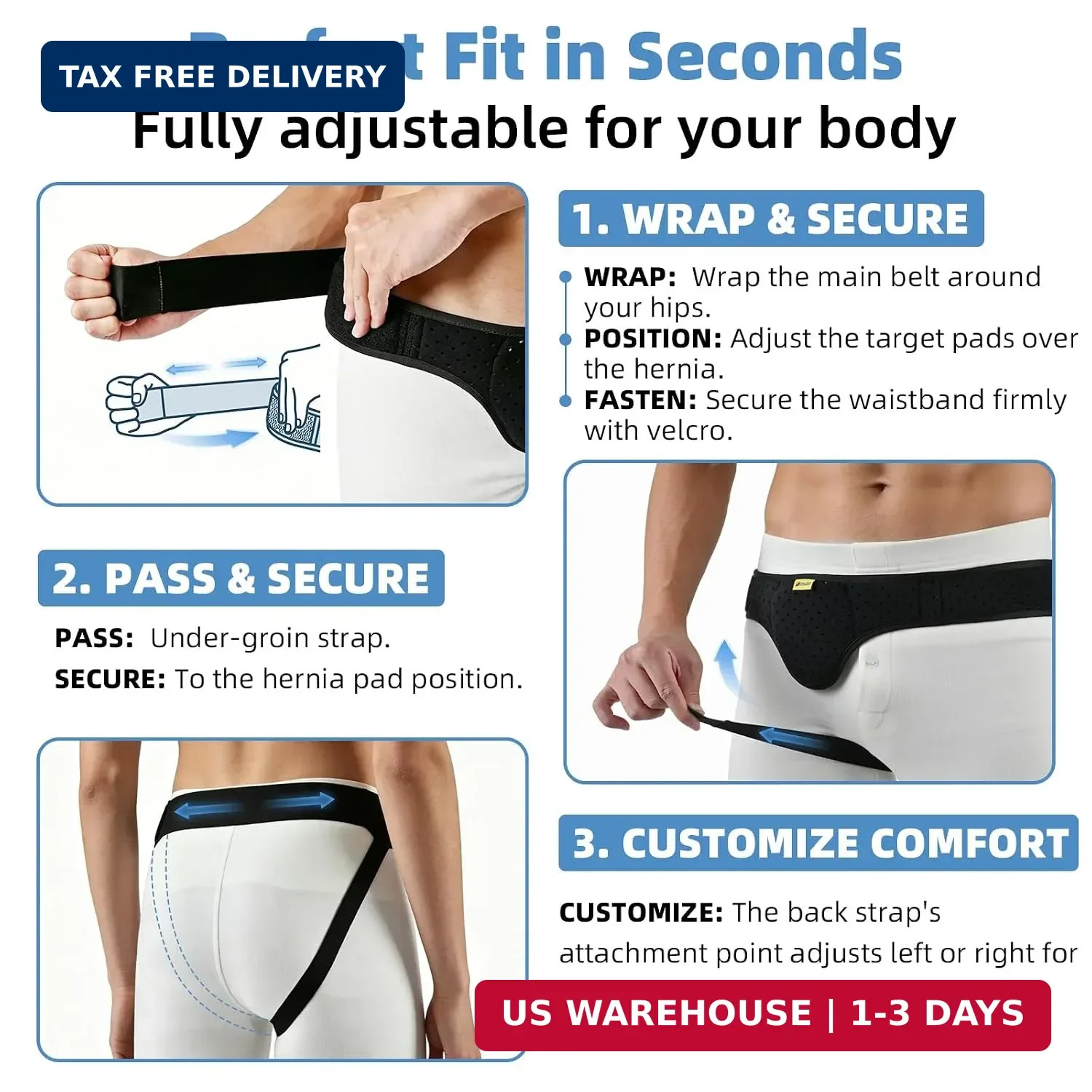 Tenbon Hernia Belts for Men and Women Left or Right Side Hernia Support.