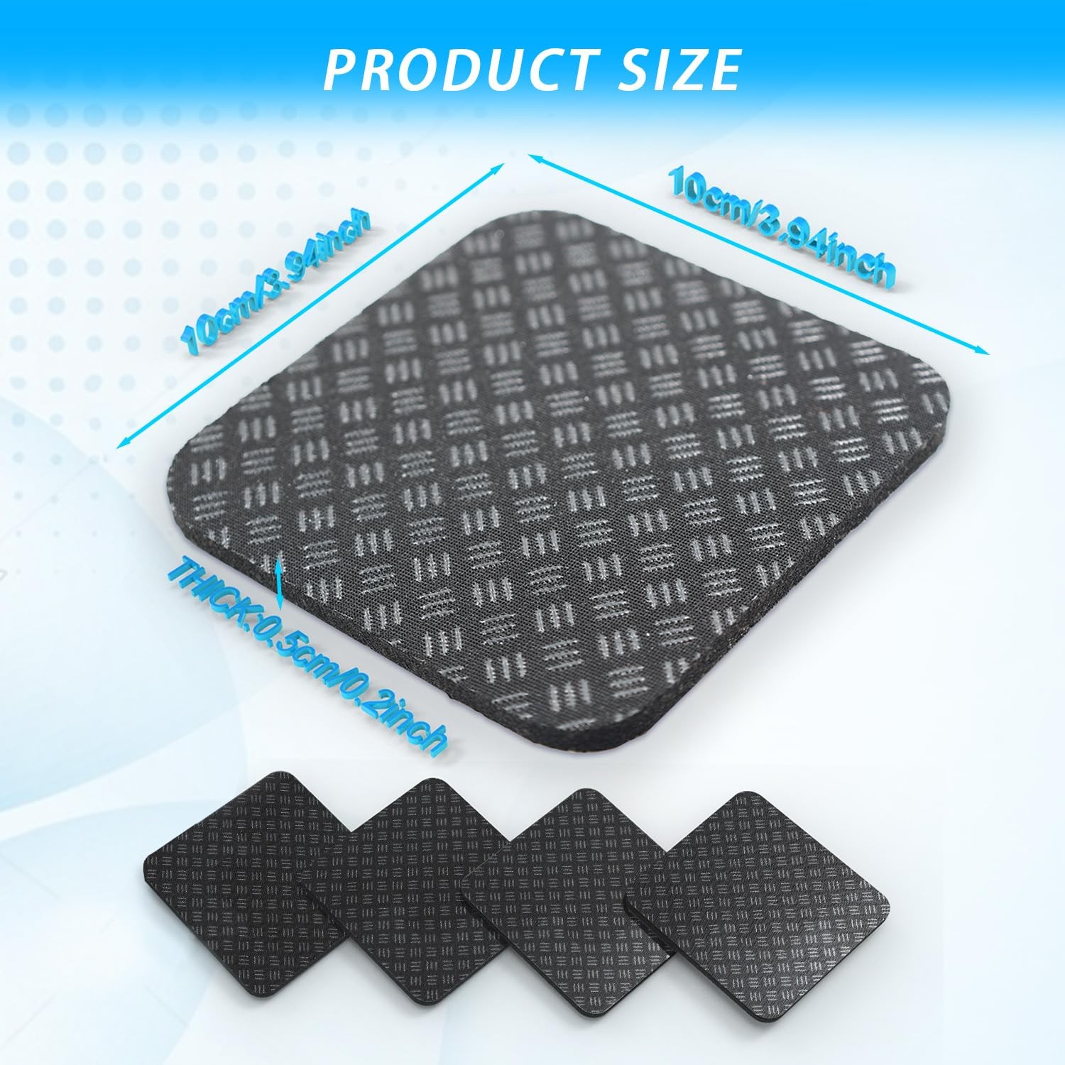 Anti-Slip Equipment Mats for Under Desk Pedal Exerciser 4 Pack 4″ x Black