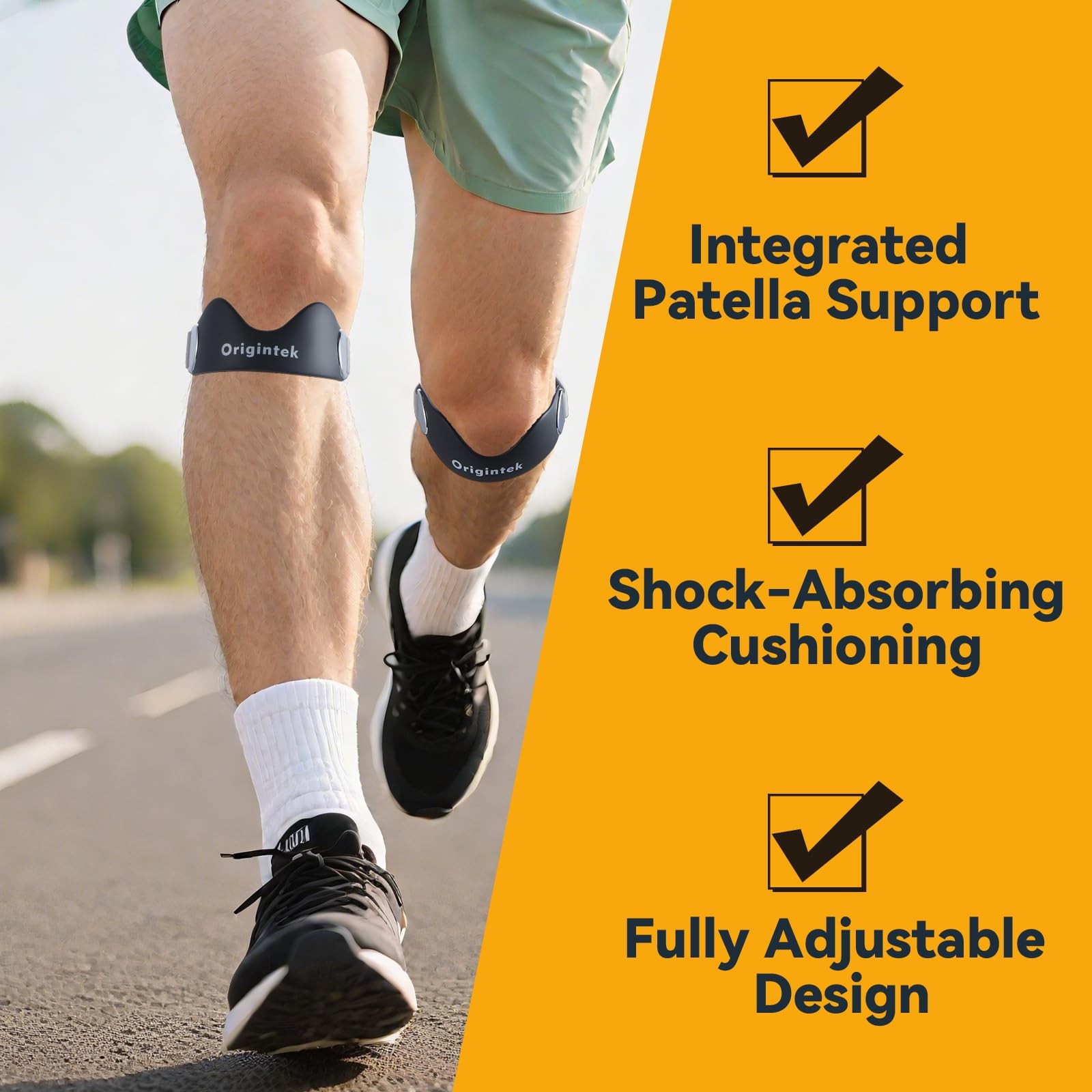 Patellar Tendon Support Strap, Adjustable Non-Slip Patella Band Knee Brace St…
