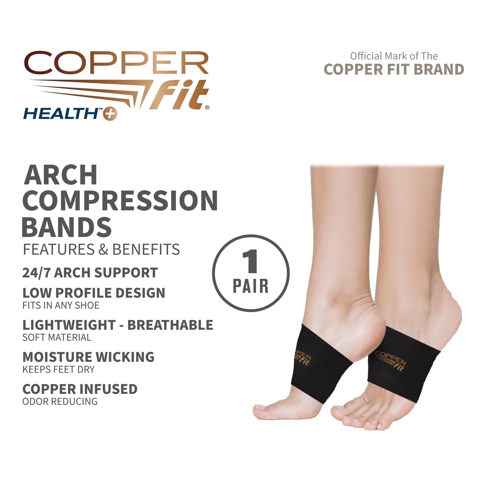 Copper Fit Health Unisex Arch Relief Compression Bands for Plantar Fasciitis,…