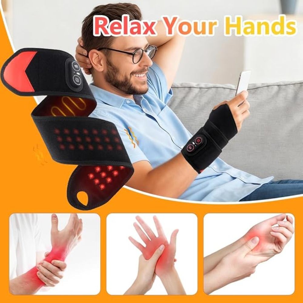 Cordless Hot Massage Wrist Brace Pad Heated Wrap For Left Right Hand Arm Leg