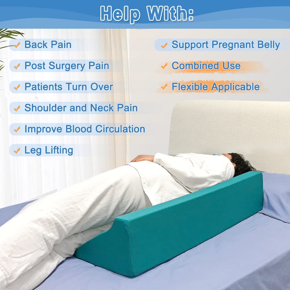 Bedsore Turning Wedge Pillow Side Sleeping Body 34.2 x 12 x 7 inches, Green
