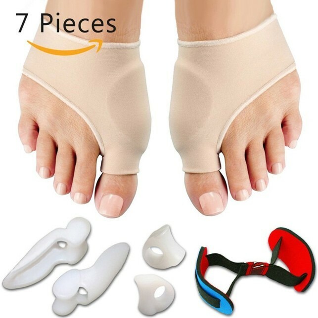 7PCS Bunion Sleeves Hallux Valgus Corrector Alignment Toe Separator Metatarsal S