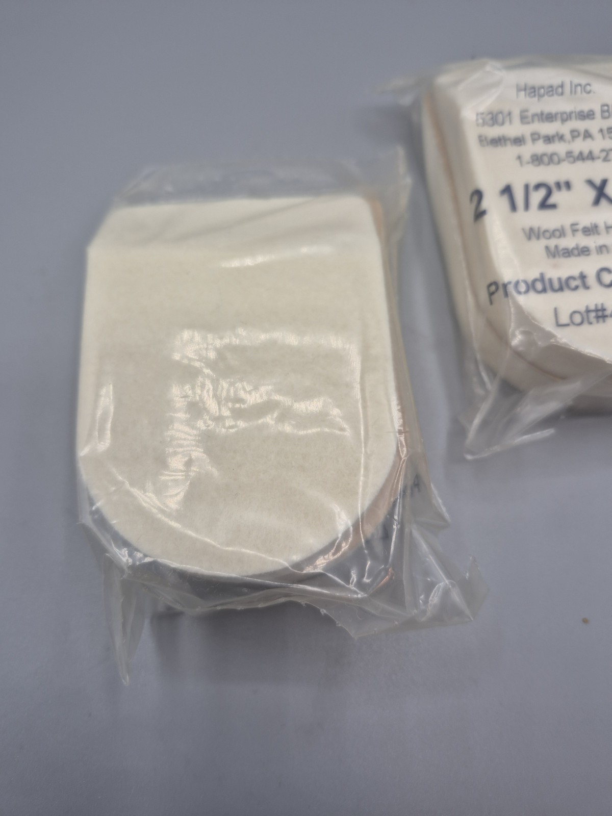 Lot of 2 Hapad® Heel Pads Size 2 1/2 X 1/2 100% Wool Felt Free Shipping