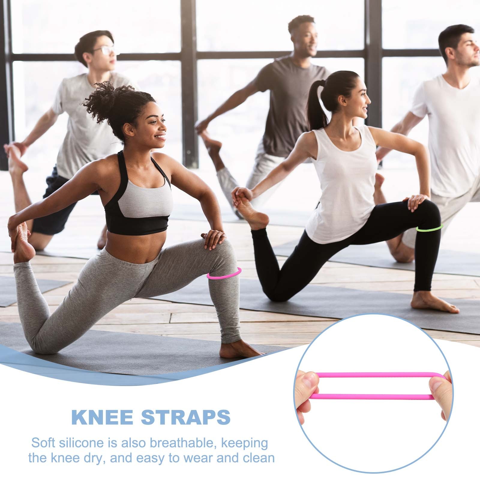 Patella Band Silicone Knee Band with Storage Bag – (2 Set, Red)