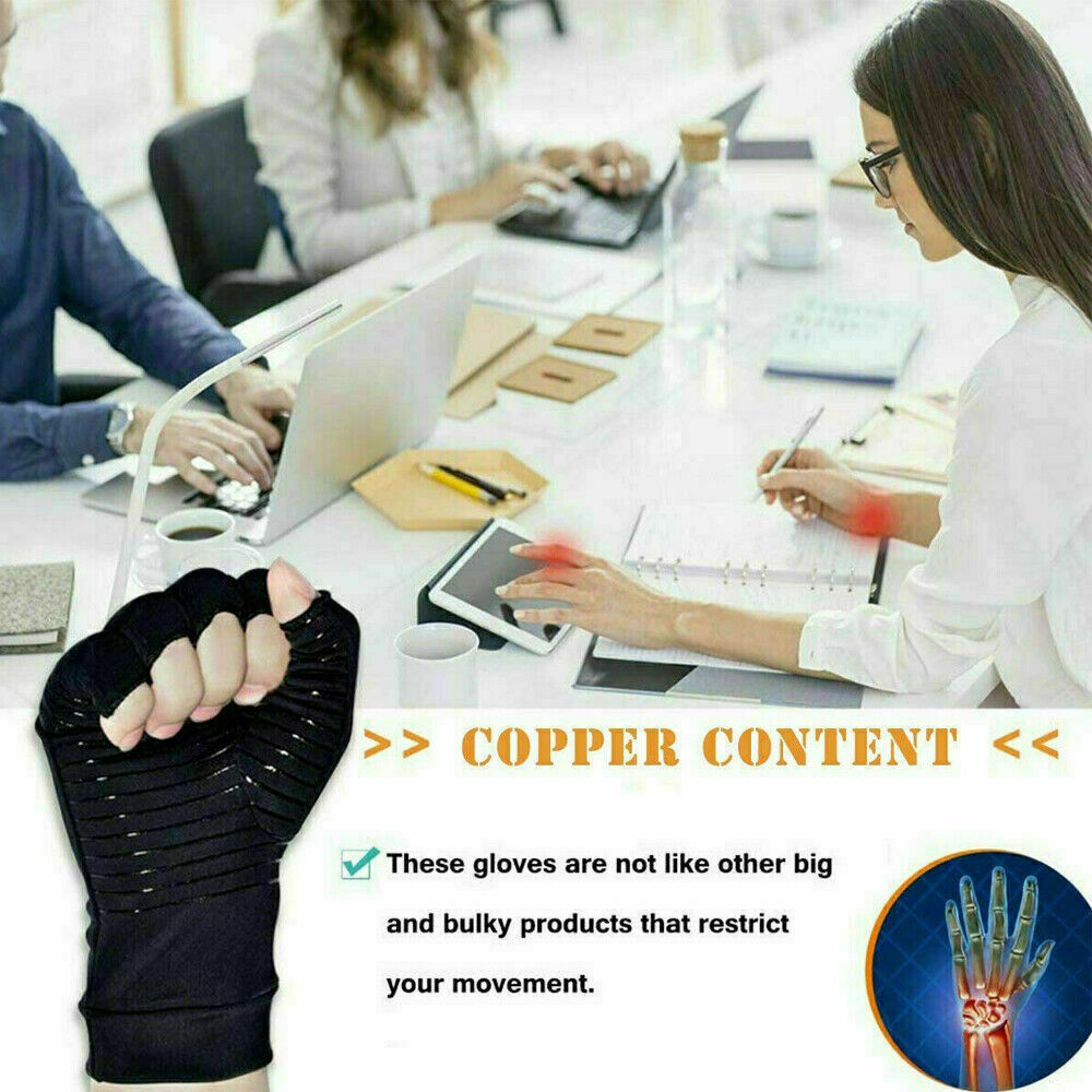 1 Pair Copper Arthritis Compression Gloves Hand Support Joint Pain Relief USA