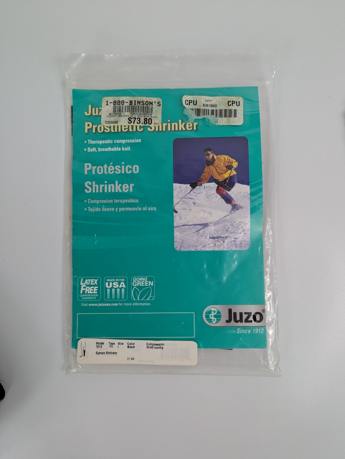 Juzo Compression Prosthetic Shrinker Model 3512 Type HD Size I Black NEW