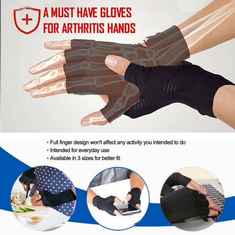 Copper Arthritis Compression Gloves Hand Support Joint Pain Relief Wrist Brace