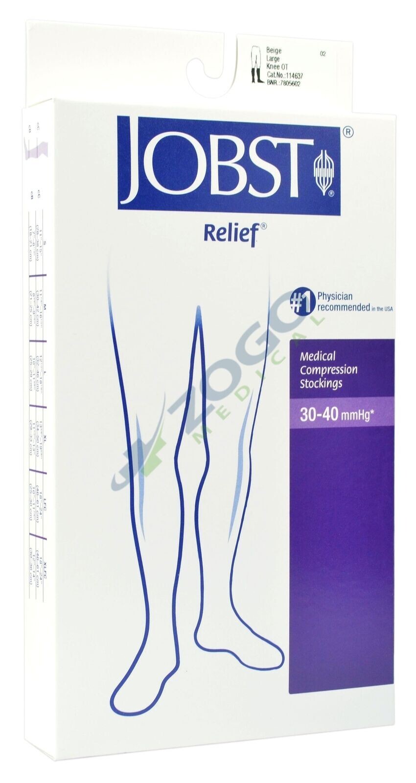 Jobst Relief 30-40 Knee High Open Toe XL Beige, 114638