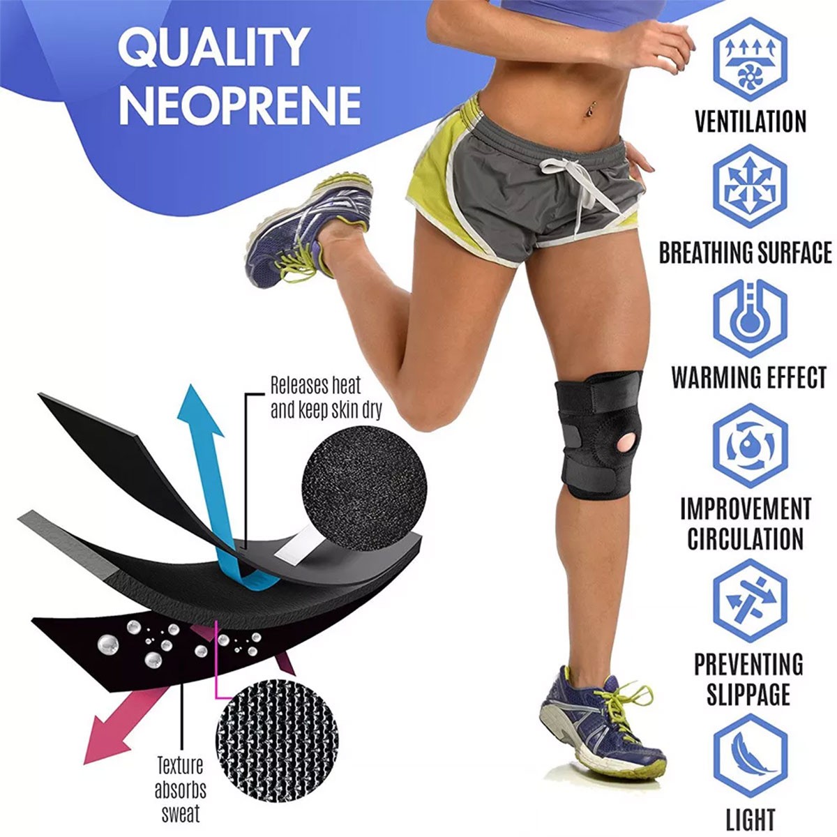 Knee Sleeve Compression Brace Support For Sports Joint Pain Arthritis Relief Gym