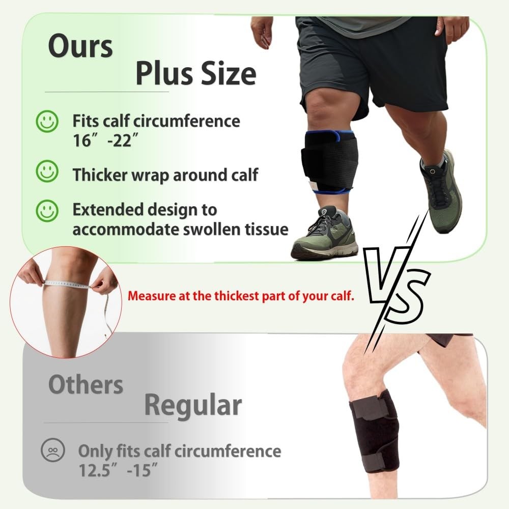 Plus Size Compression Calf Sleeves Men Women XXL/XXXL Extra Wide Elastic Band