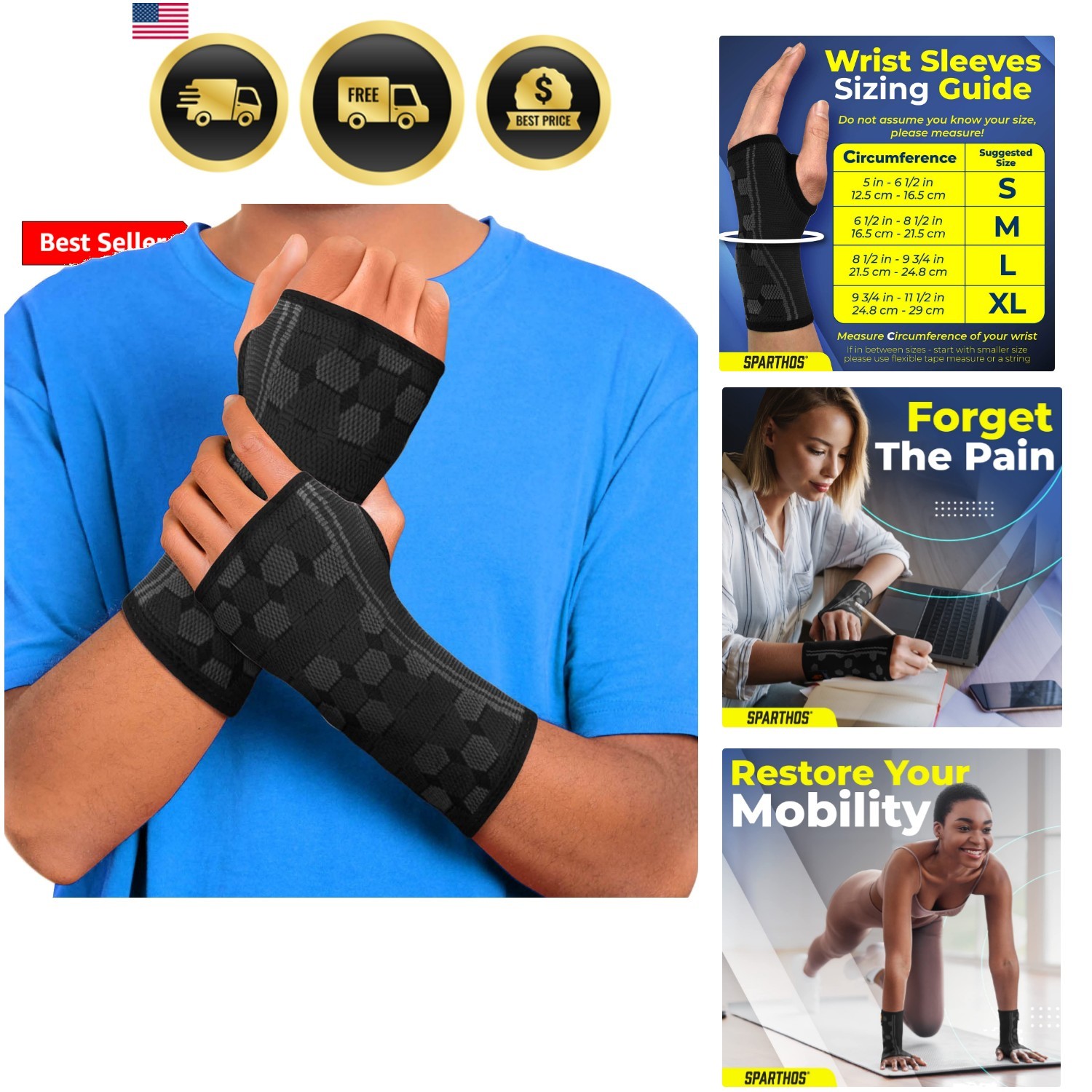 Wrist Support Sleeves Pair – Medical Compression for Carpal Tunnel and Wrist …