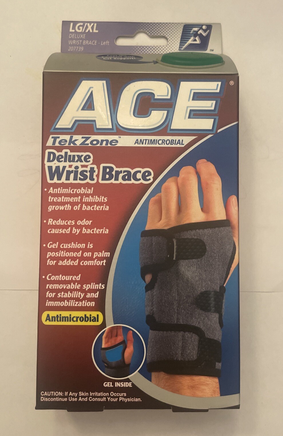*NEW IN BOX* Ace Wrist Brace Deluxe, Left Hand-LG/XL 207739 Gel/antimicrobial