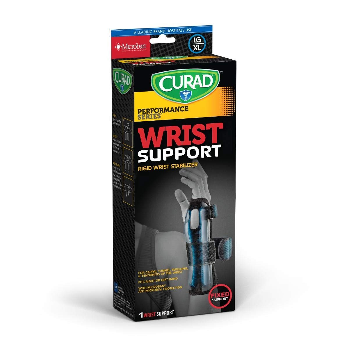 Curad Performance Series, Wrist Support, Rigid Wrist Stabilizer (Size: LG/XL) Bl
