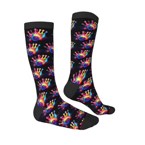 Unisex Novelty Socks for Women Men Teens Soft Knee High Crew One Size Bowling