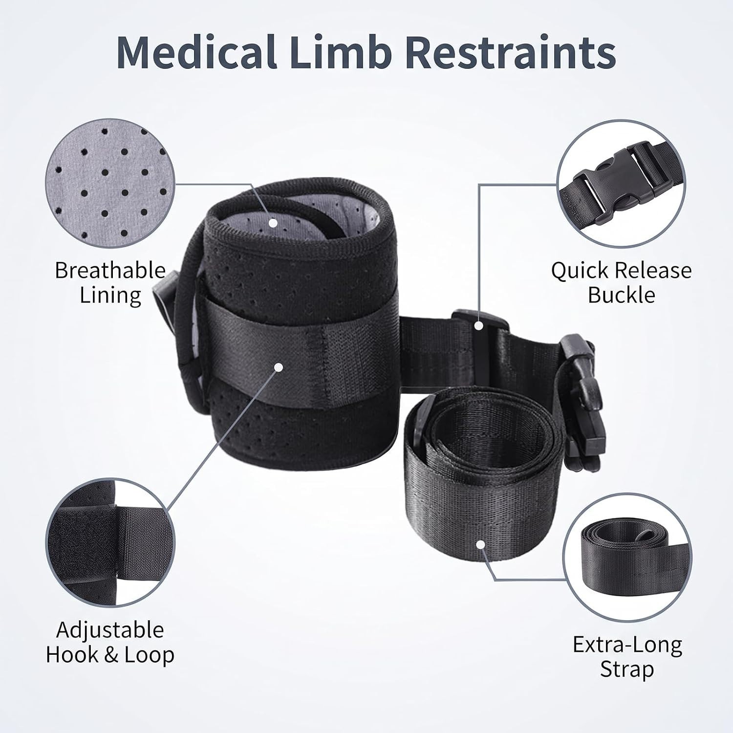 Wrist Restraints for Seniors Dementia Quick Release 2Pcs Adjustable