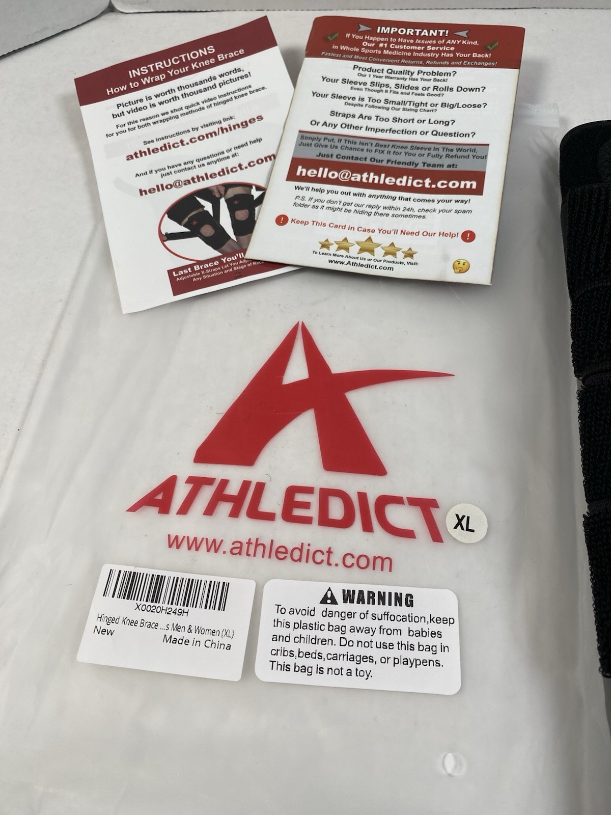 Athledic Knee Brace Compression Sleeve XXXL Black / Red